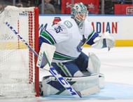 Thatcher Demko #35 of the Vancouver Canucks against the Toronto Maple Leafs (Photo by Claus Andersen/Getty Images)